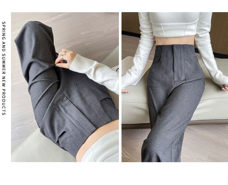 Pants High Suit Designs) (Various Rise Plain Loose Fit