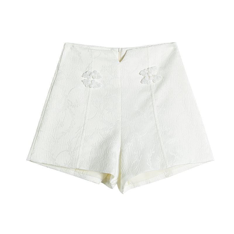 Shorts Waist High Frog Button Plain