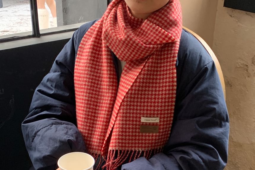 Trim Scarf Fringed Plaid Applique