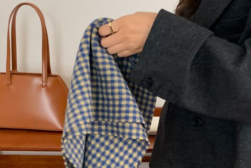 Trim Scarf Fringed Plaid Applique