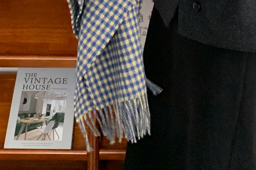 Trim Scarf Fringed Plaid Applique