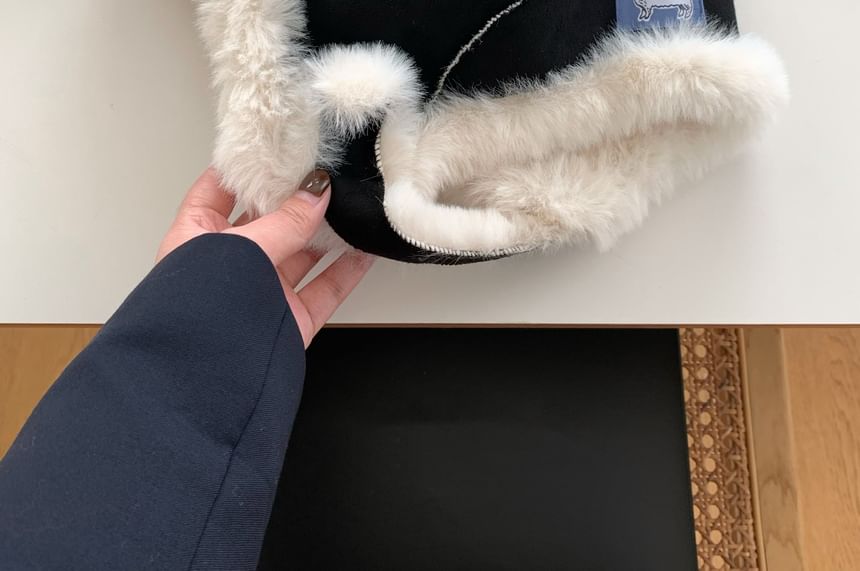 Trapper Plain Trim Fluffy Hat Applique