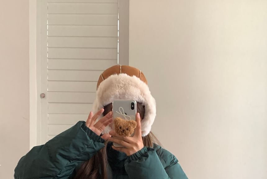 Trapper Plain Trim Fluffy Hat Applique