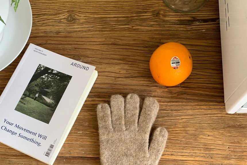 Knit Gloves Trim Contrast Applique