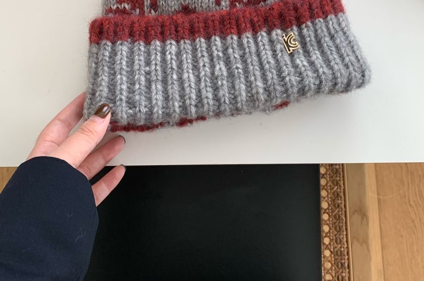 Pom Beanie Patterned