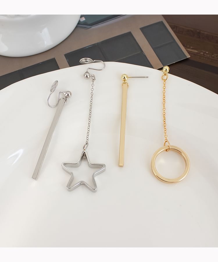 On / Clip Asymmetrical Star Drop Earring