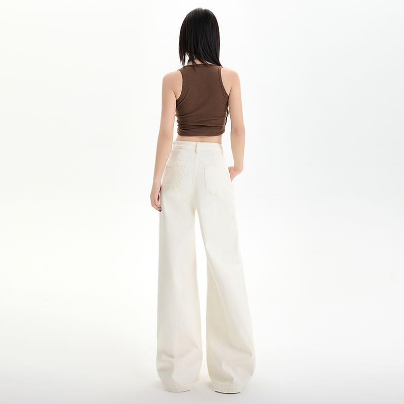 Leg Jeans (Various Wide Designs) Rise Washed High