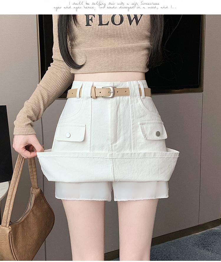 A-Line Plain Cargo Skirt Mini Rise High
