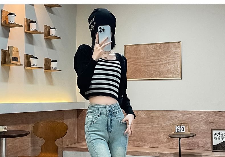 Jeans Washed High (Various Waist Designs) Fringed Bootcut