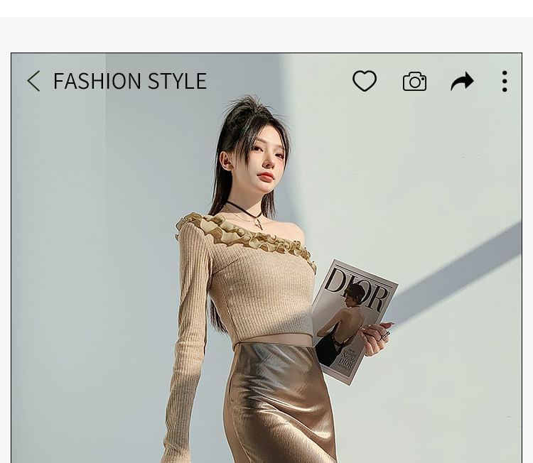 A-Line Satin Waist High Plain Midi Skirt