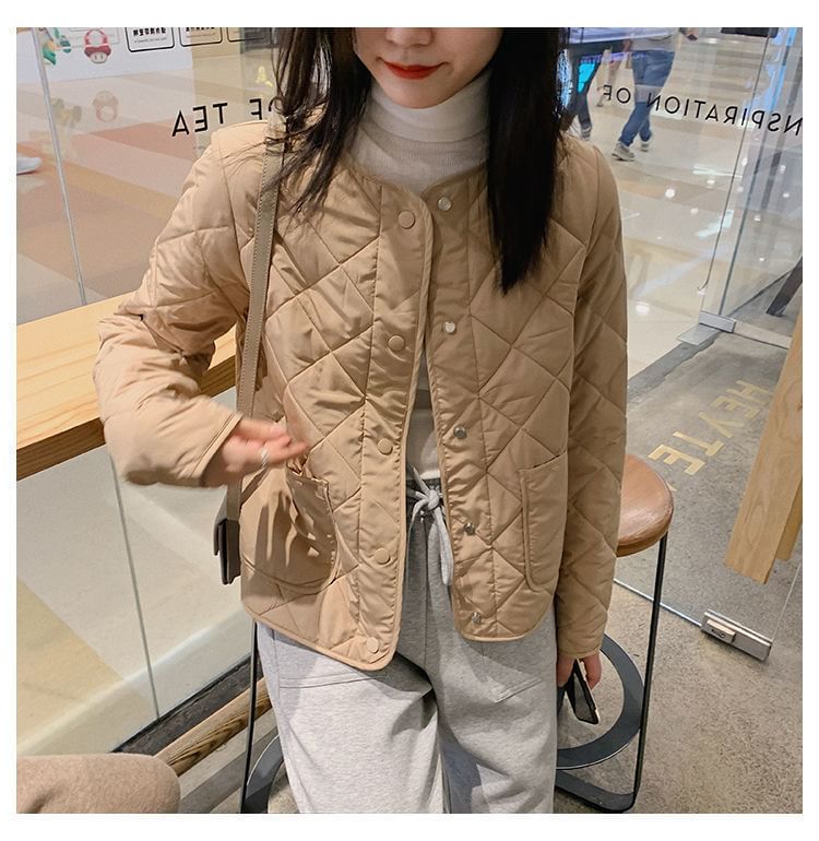 Button-Up Jacket V-Neck Quilted