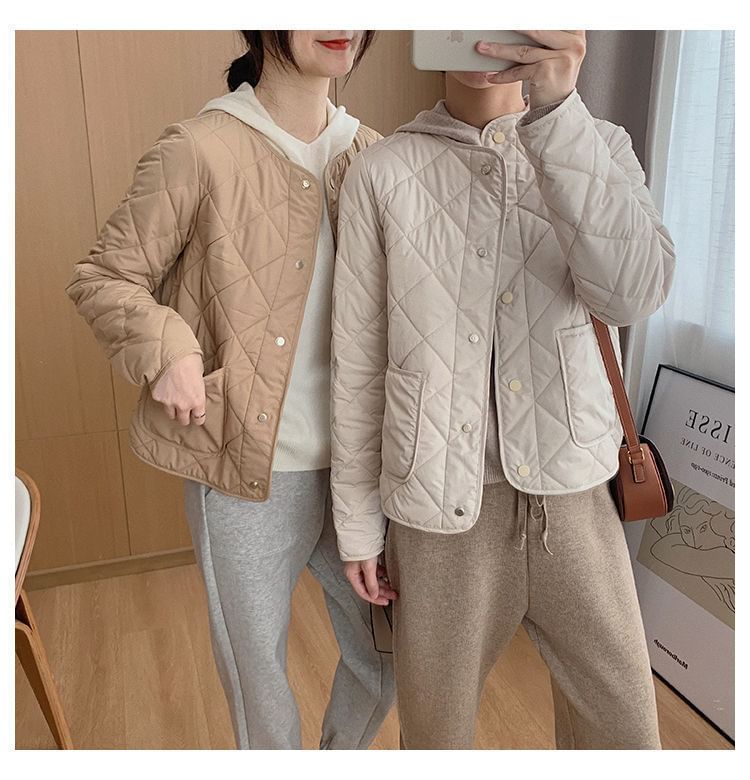 Button-Up Jacket V-Neck Quilted