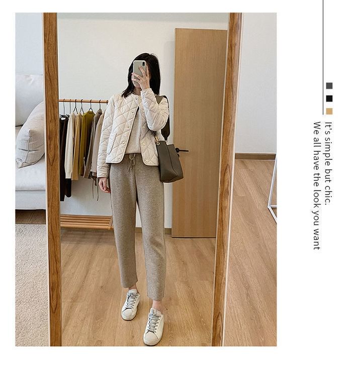 Button-Up Jacket V-Neck Quilted