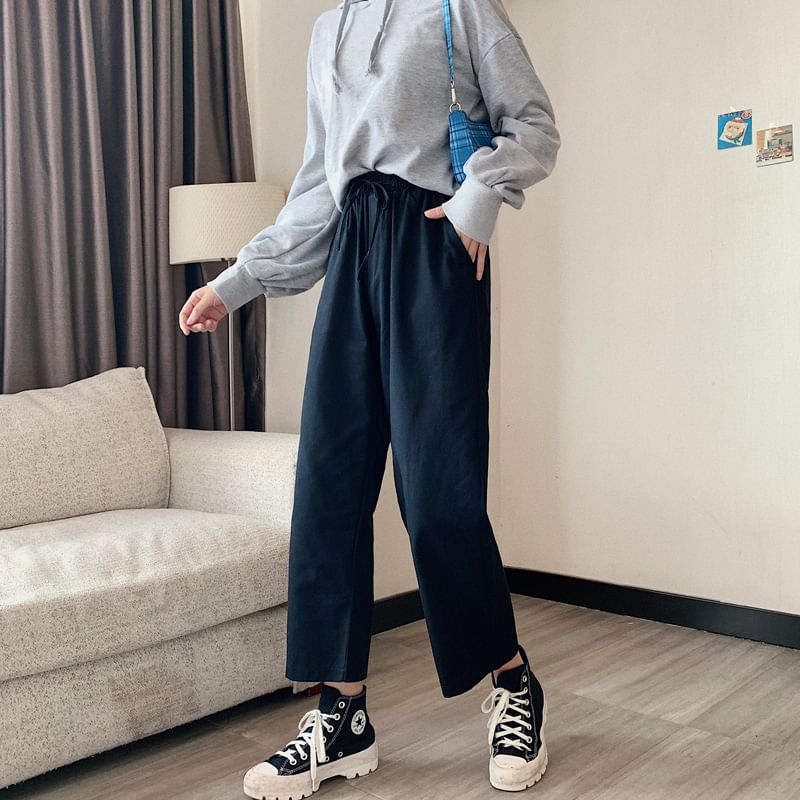 Wide Leg High Plain Pants Cargo Rise