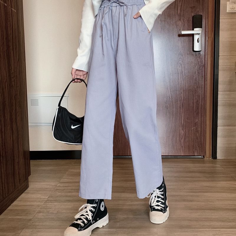 Wide Leg High Plain Pants Cargo Rise