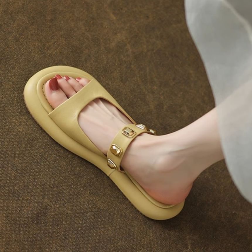 Studded Platform Sandals Slide