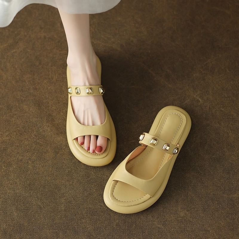 Studded Platform Sandals Slide