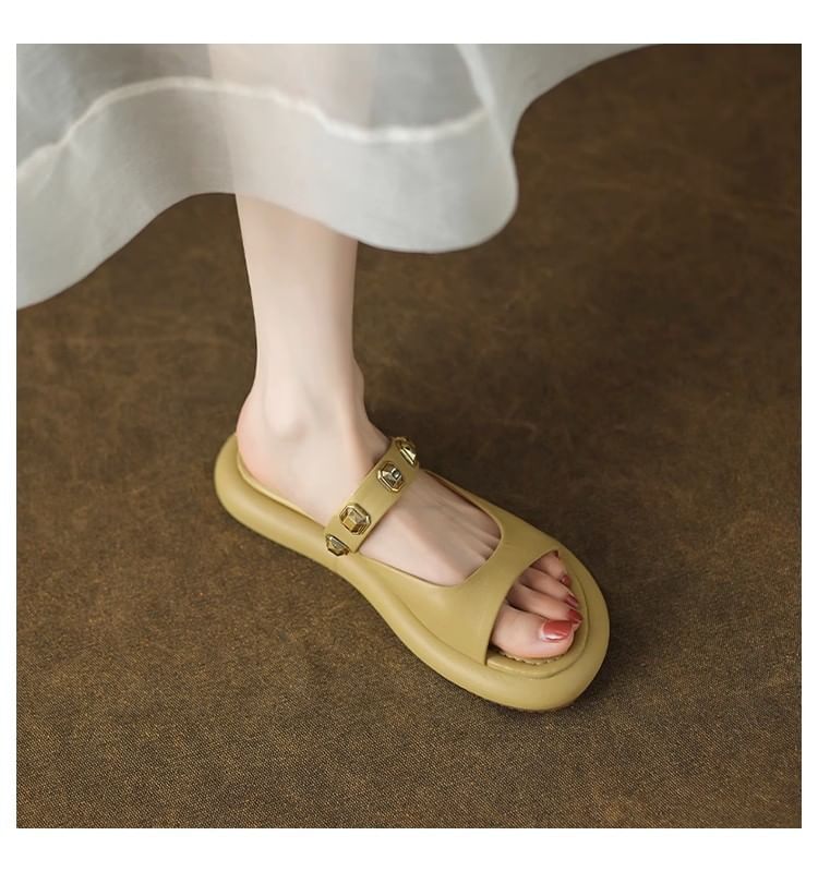 Studded Platform Sandals Slide