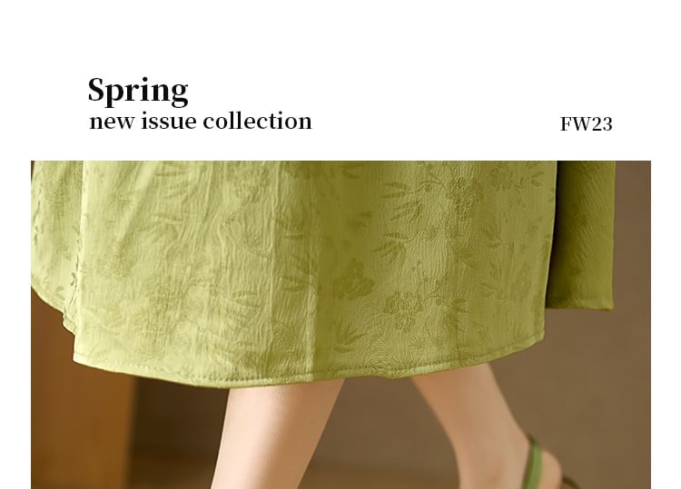 Square-Toe Slingback Jacquard Floral Sandals