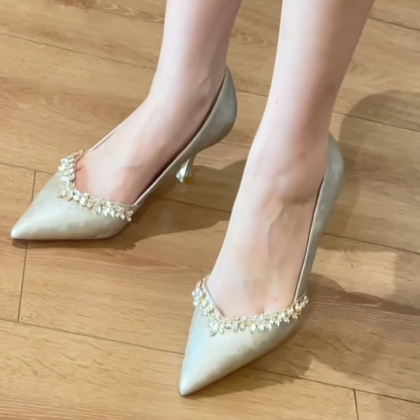 High Heel Rhinestone Pumps