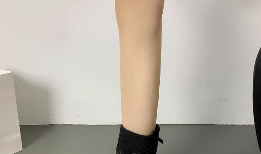 Buckled Boots Platform Short Panel Knit