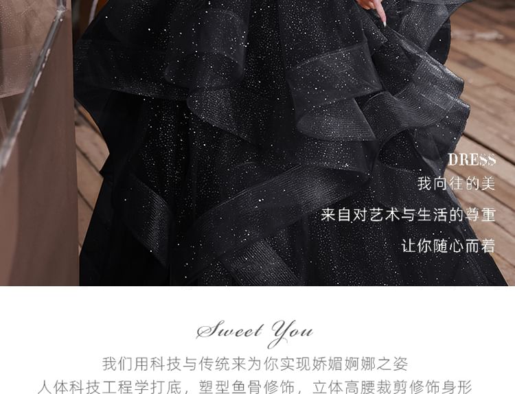 Gown Velvet The Glitter Off Evening A-Line Shoulder Plain