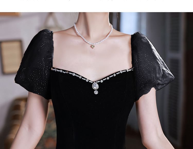 Gown Velvet The Glitter Off Evening A-Line Shoulder Plain