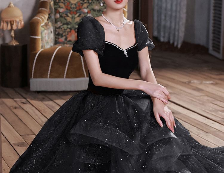 Gown Velvet The Glitter Off Evening A-Line Shoulder Plain