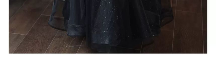 Plain Long-Sleeve Evening Gown Neck Glitter Sweetheart A-Line