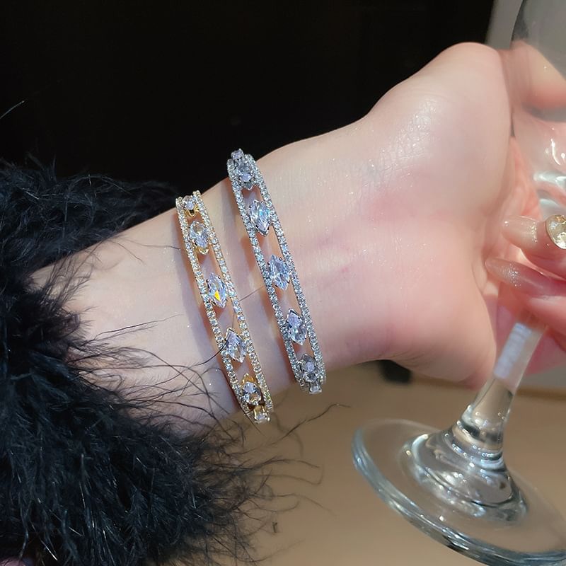 Rhinestone Bangle Open