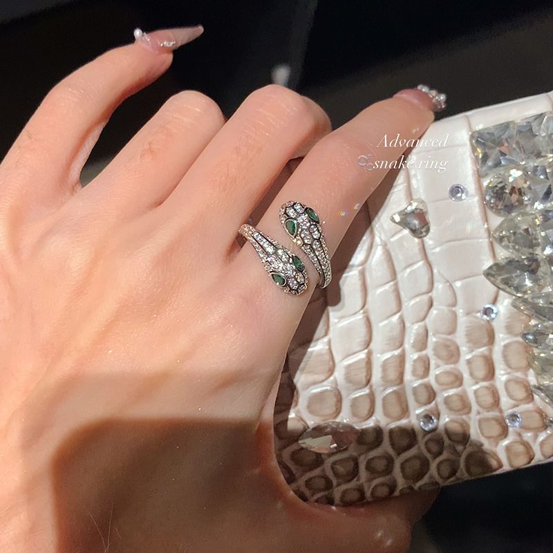 Snake Open Ring Rhinestone