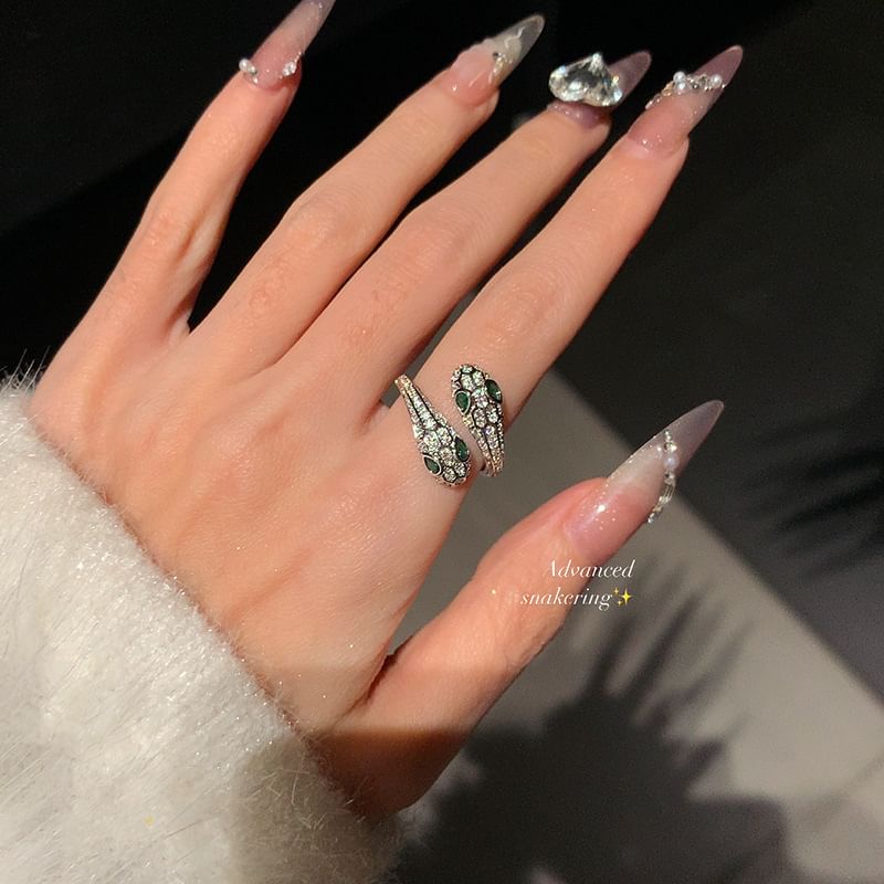 Snake Open Ring Rhinestone