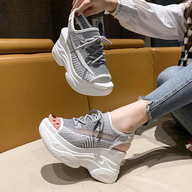 Peep-Toe Cutout Sneakers Platform
