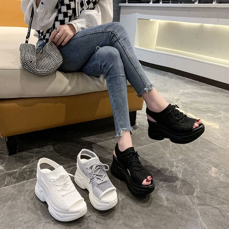 Peep-Toe Cutout Sneakers Platform