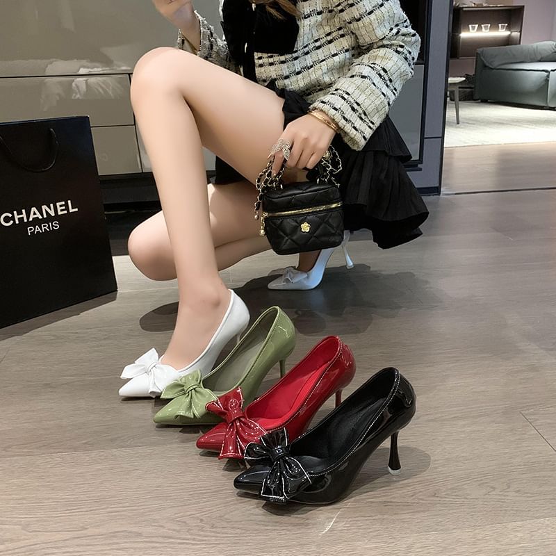 Pumps Heel Bow Pointy High