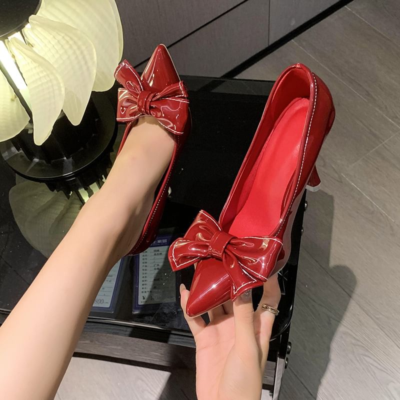 Pumps Heel Bow Pointy High