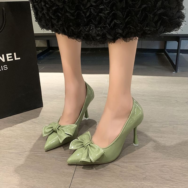 Pumps Heel Bow Pointy High