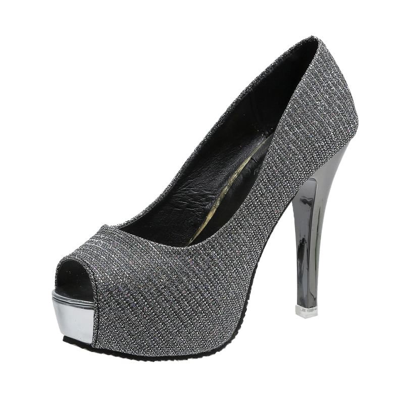 Stiletto Glitter Heel Pump Platform Peep-Toe