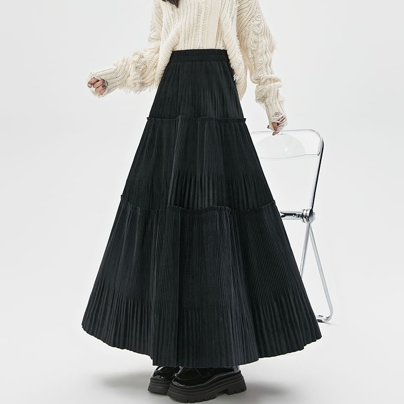 High Midi Velvet Skirt Rise A-Line