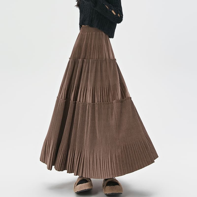 High Midi Velvet Skirt Rise A-Line