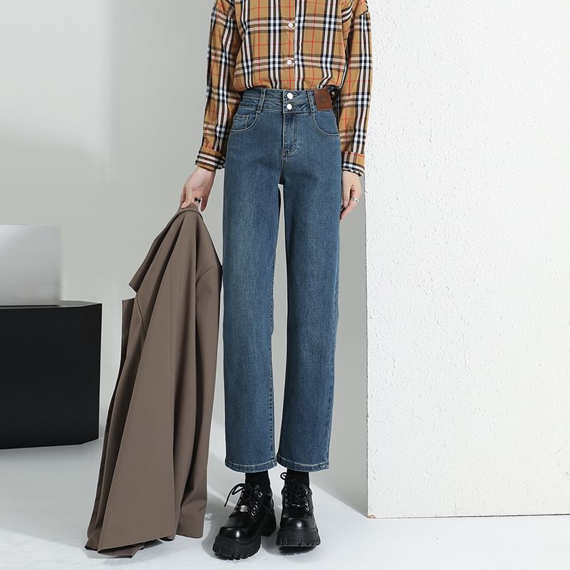 Waist Straight High Designs) (Various Jeans Washed Leg