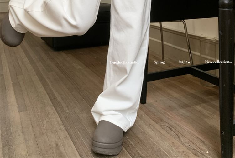 Embroidered Fit Bow Jeans Loose High Waist