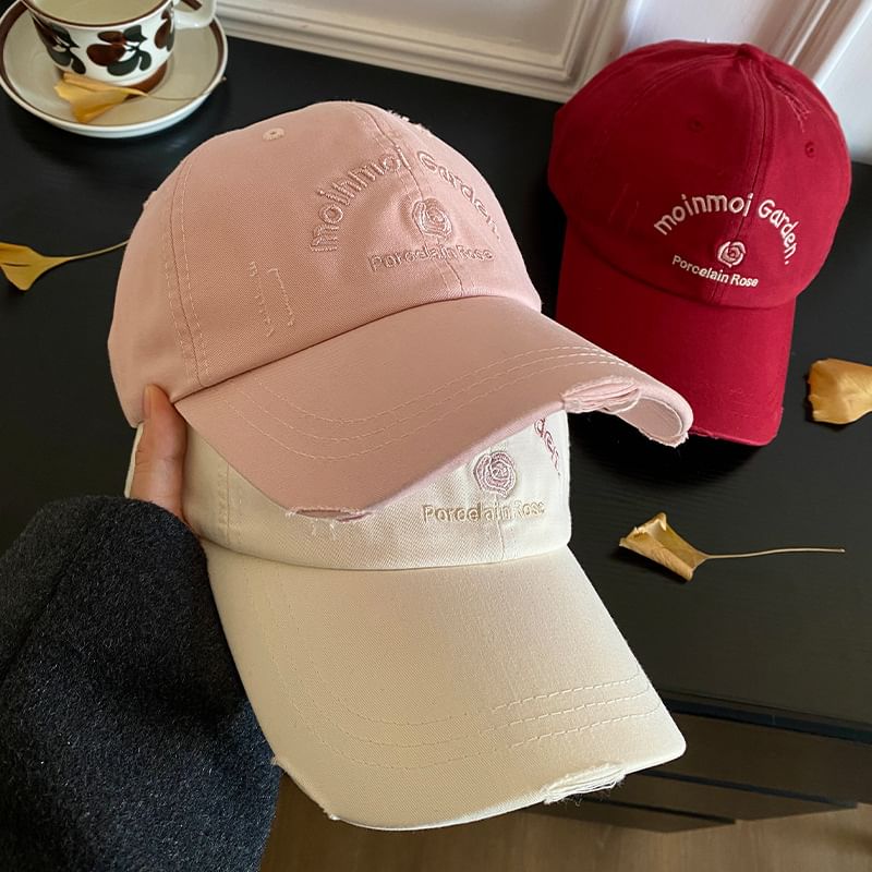 Baseball Cap Lettering Distressed Embroidered