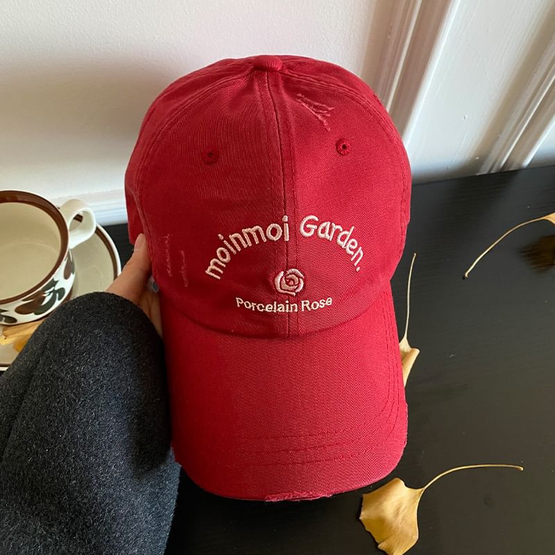 Baseball Cap Lettering Distressed Embroidered