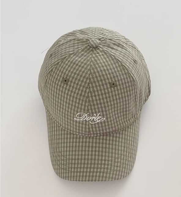 Embroidered Cap Baseball Plaid Lettering