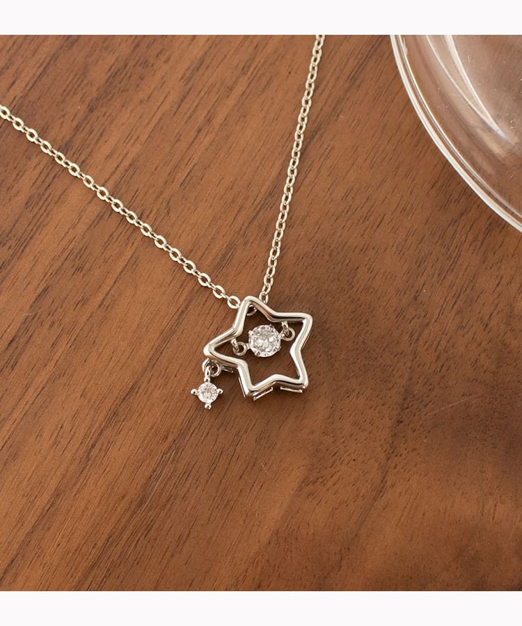 Pendant Pearl Faux Necklace Star Rhinestone /