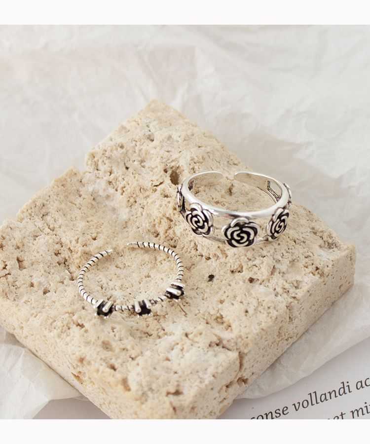 Rhinestone Set Open Ring Flower /