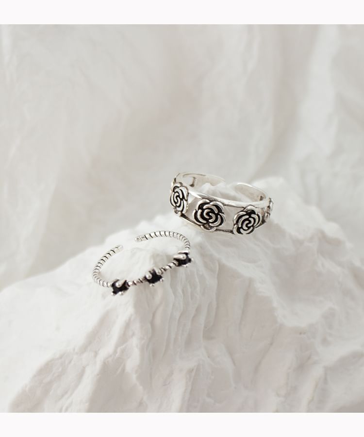 Rhinestone Set Open Ring Flower /