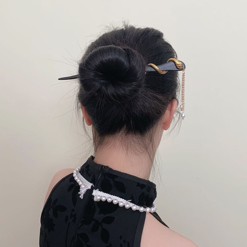 Faux Hair Snake Fringed Stick Pearl