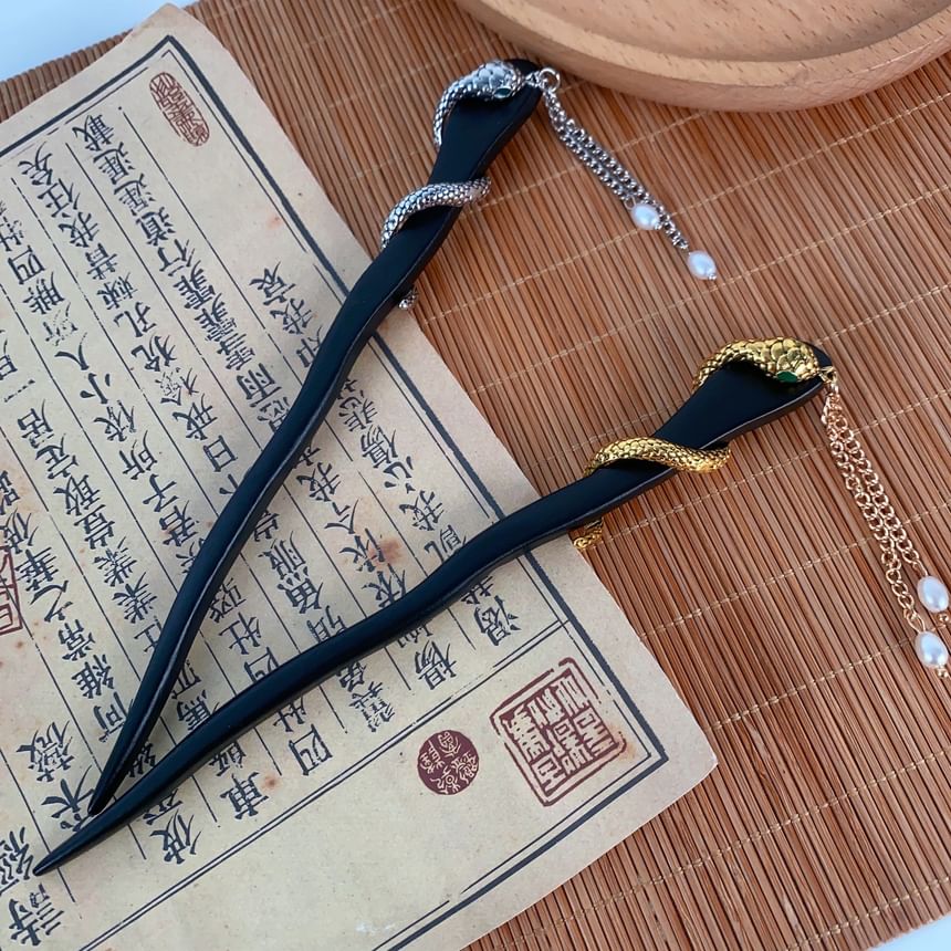 Faux Hair Snake Fringed Stick Pearl